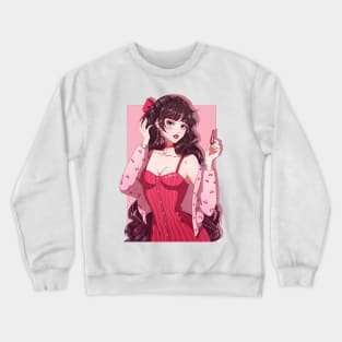 The cherry girl makeup story (2) Crewneck Sweatshirt